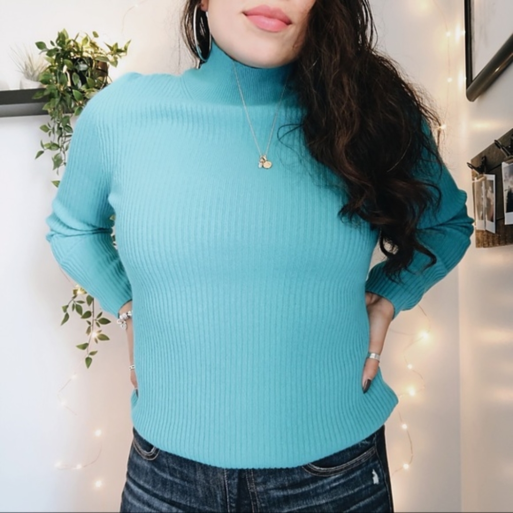 Alex Marie Cashmere Teal Long Sleeve Sweater NWT